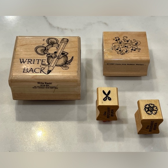 RUBBER STAMPS LOT OF 4:Impressive Stamps, Hero Arts 1987 & Mostly Animals Bundle - Picture 2 of 9